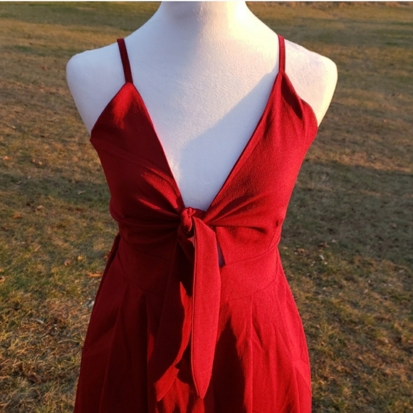 NWT Burgendy Tie Front Fit and Flare Button Down Sundress - Picture 3 of 11